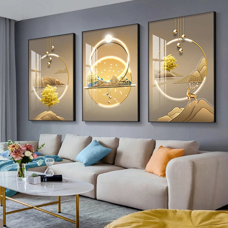 Modern Aesthetics Abstract Auspicious Wall Art For Luxury Living Room ...