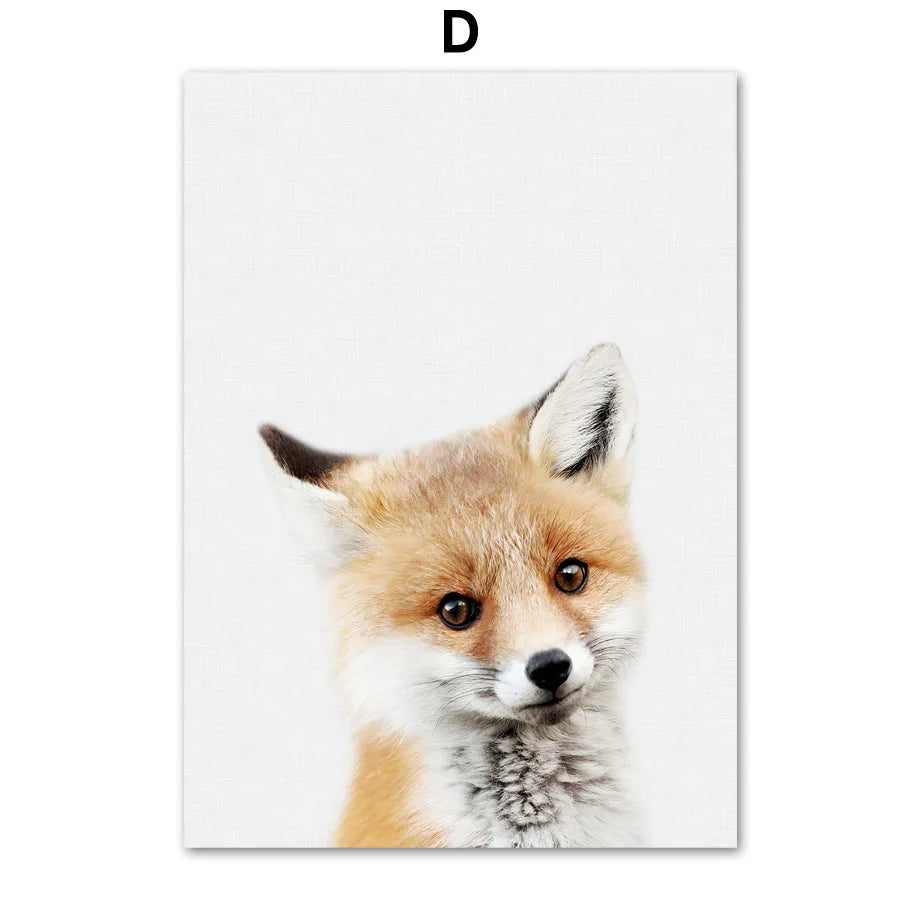 * Featured Sale * Baby Animals Nursery Posters Lion Tiger Leopard Elephant Fox Rabbit Wall Art Print Fine Art Canvas Prints Pictures For Kids Room