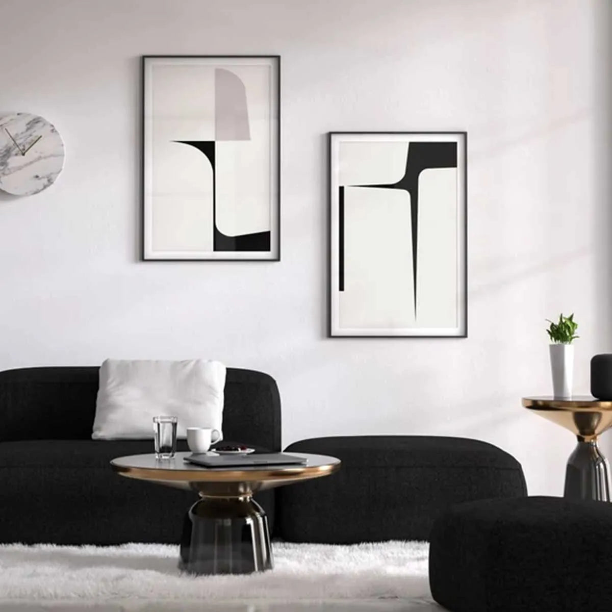 * Featured Sale * Minimalist Abstract Geometric Color Block Wall Art Fine Art Canvas Prints Pictures For Modern Apartment Decor (Set of 2Pcs)