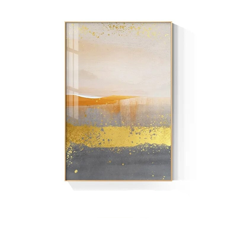 Large Abstract Framed Painting Gold store Hues