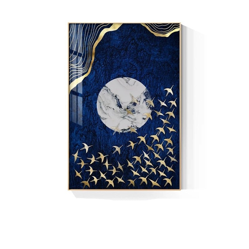 Auspicious Golden Fish In The Deep Blue Wall Art Fine Art Canvas Prints Modern Abstract Pictures For Home Office Boutique Hotel Art Decor