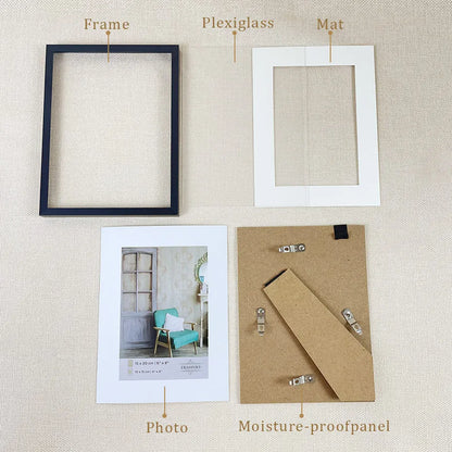 * Featured Sale * Black White Gold Aluminum Pictures Frames With Plexiglass Spring Clips & Hanging Hooks Modern Style Frames For Canvas Prints Sizes 10x15cm - 21x30cm (A4)