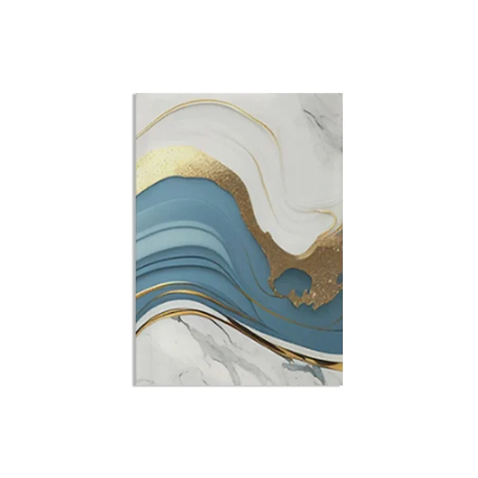 Modern Abstract Golden Blue Liquid Marble Print Wall Art Fine Art Canvas Prints Pictures For Living Room Bedroom Nordic Home Decor