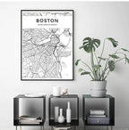 London Paris New York Amsterdam City Map Wall Art Fine Art Canvas Prints Black White Posters Pictures For Living Room Home Office Decor