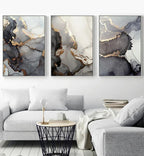 Black Golden Gray Marble Print Wall Art Fine Art Canvas Prints Abstract Pictures For Modern Apartment Living Room Home Office Decor