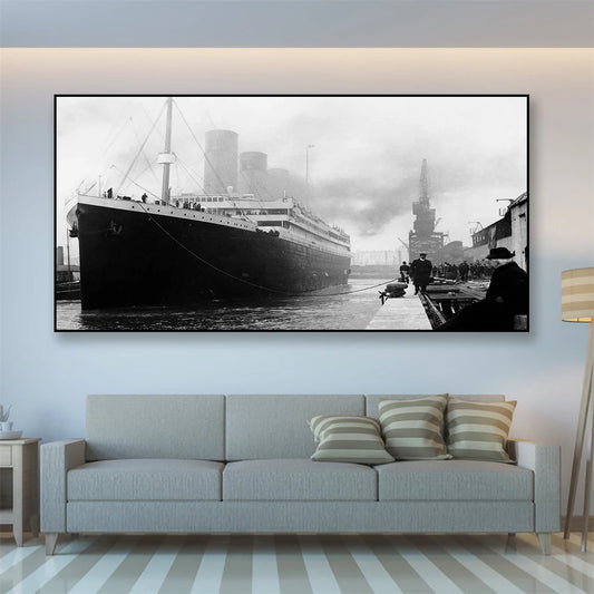Black White Titanic Poster Wall Art Fine Art Canvas Prints Vintage Classic Pictures For Living Room Dining Home Office Decor