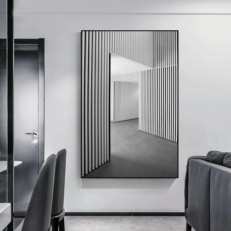 Abstract Architectural Abyss Black And White Wall Art Fine Art Canvas Prints Modern Pictures For Living Room Office Contemporary Home Decor