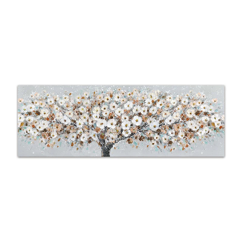 * Featured Sale * Blooming White Floral Petal Tree Wall Art Fine Art Canvas Print Wide Format Picture For Above The Sofa Above The Bed