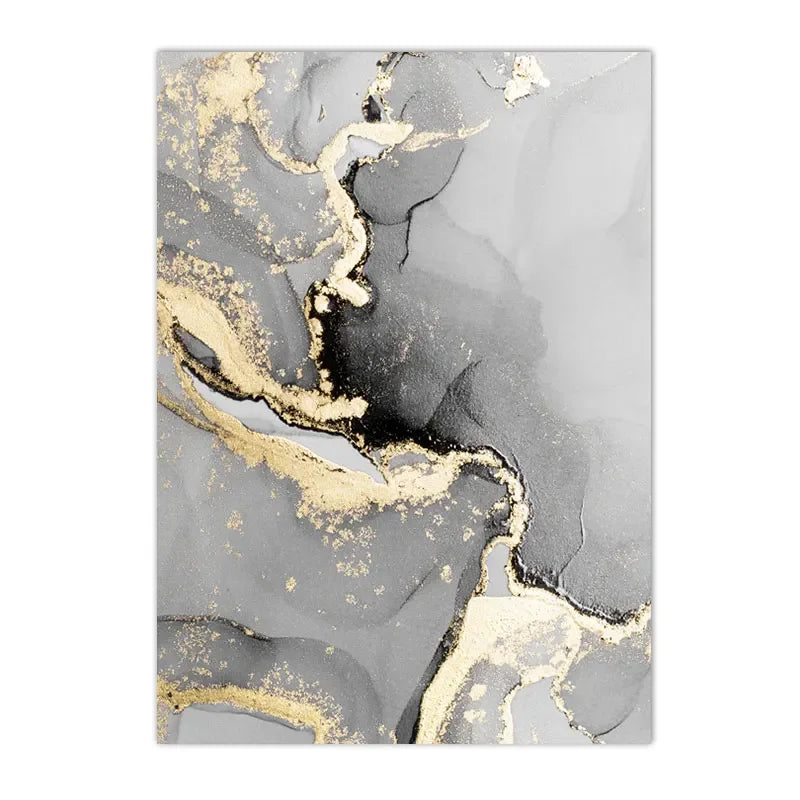 Set of 3Pcs Chic Golden Grey Marble Print Wall Art Fine Art Canvas Prints Trendy Abstract Pictures For Modern Apartment Living Room Bedroom Art Decor