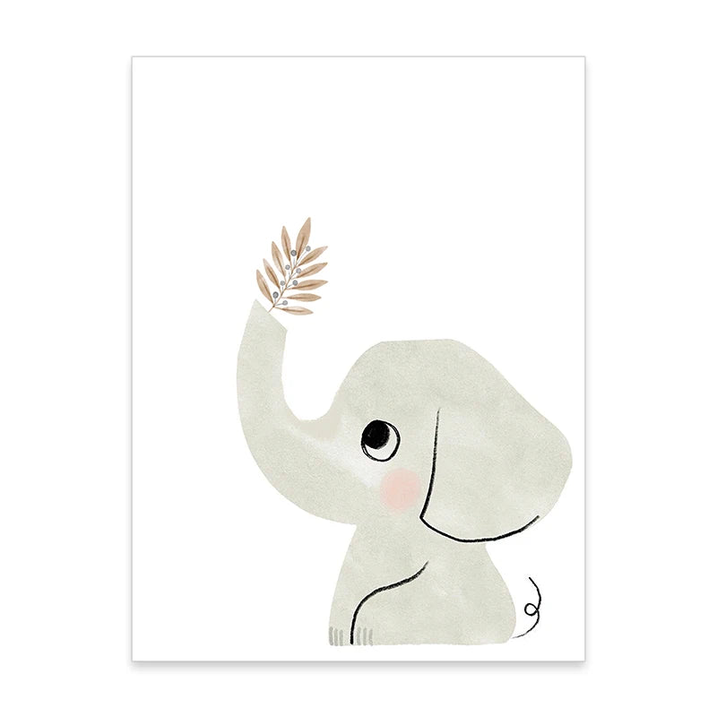 Watercolor Cartoon Animals Sun & Rainbow Nursery Wall Art Fine Art Canvas Prints Cute Pictures For Baby's Room Kid's Room Nordic Home Decor 