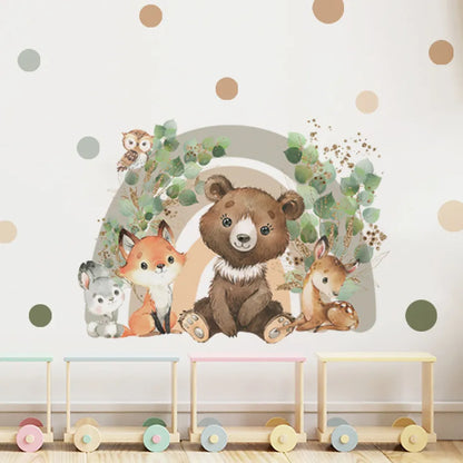Woodland Animals Garden Rainbow Wall Sticker For Children's Nursery Removable Peel & Stick PVC Wall Decal For Creative DIY Home Decor. 