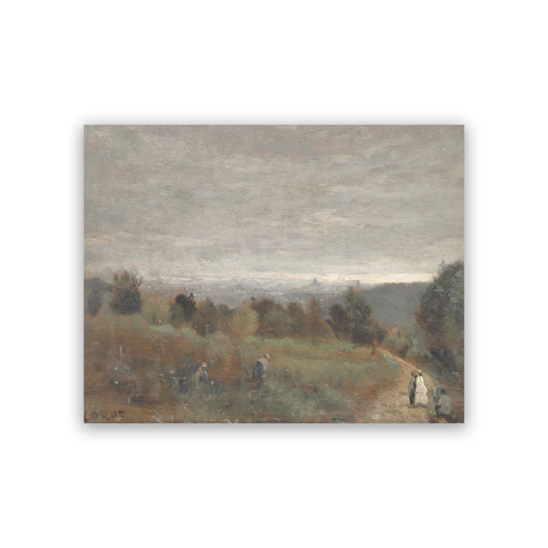 Vintage Neutral Landscape Botanical Sketch Wall Art Fine Art Canvas Prints Mountains, Countryside Scenery, Architecture & Nature Illustrations
