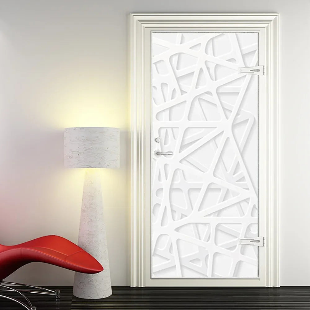 Modern Abstract Pearl Geometric Door Sticker Mural Removable PVC Vinyl Peel N Stick Wall Art Mural Decal For Interior Doors Creative DIY Home Decor