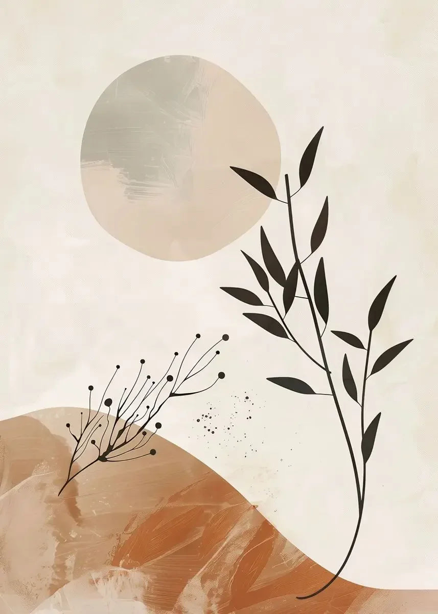 Rustic Abstract Botanical Still Life Floral Wall Art Fine Art Canvas Print For Modern Living Room Dining Room Kitchen Art Decor