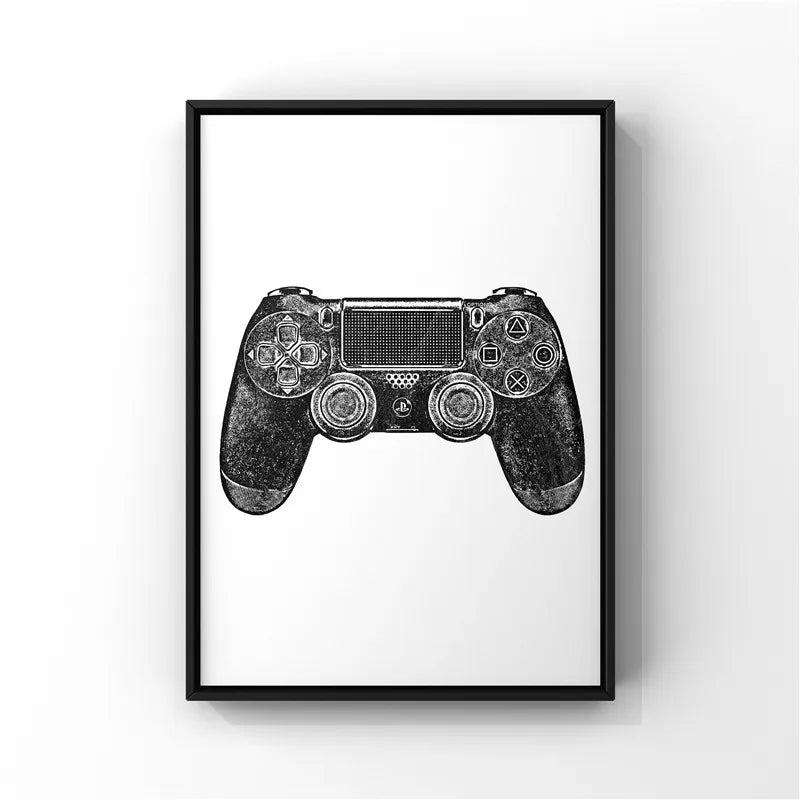 Black & White Gamer Posters Minimalist Wall Art Fine Art Canvas Prints Trendy Pictures For Kid's Room Gamers Room Wall Art Decor