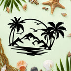 Tropical Palm Tree Island Metal Plaque Wall Decoration For Living Room Dining Room Creative Home Decor