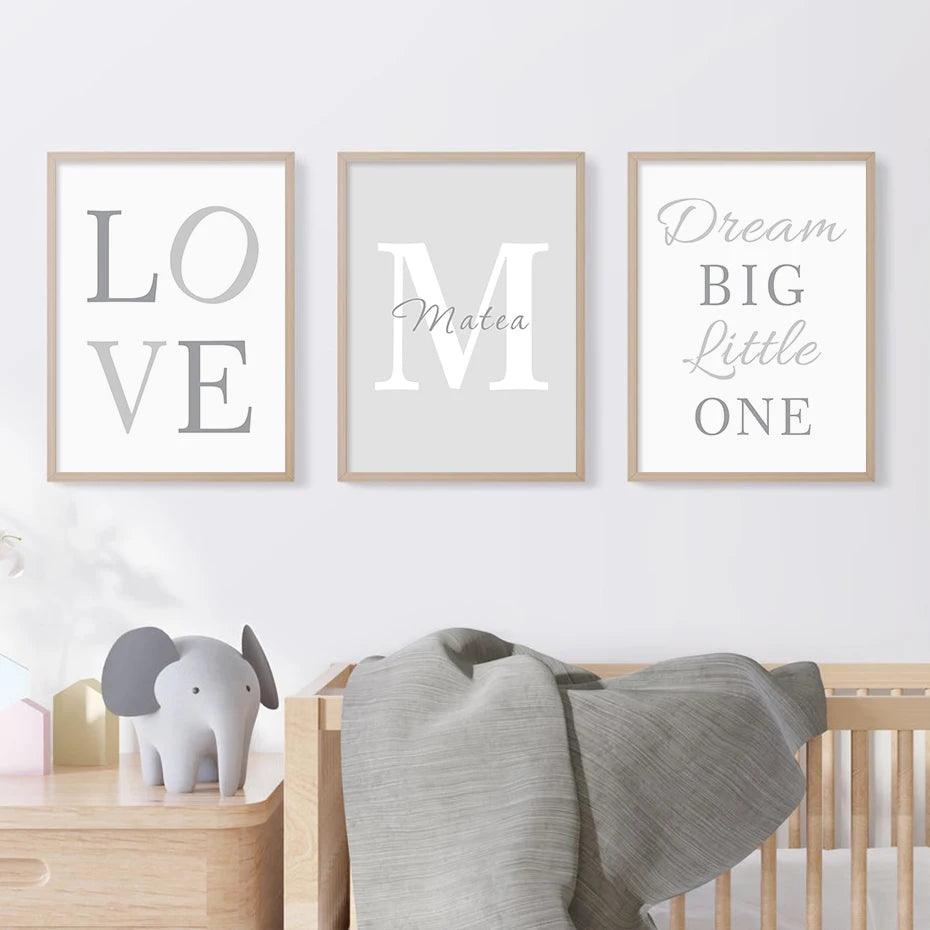 Dream Big Little One Personalized Baby's Name Nursery Wall Art Prints Posters Cute Customized Pictures For Kid's Room Wall Decororation