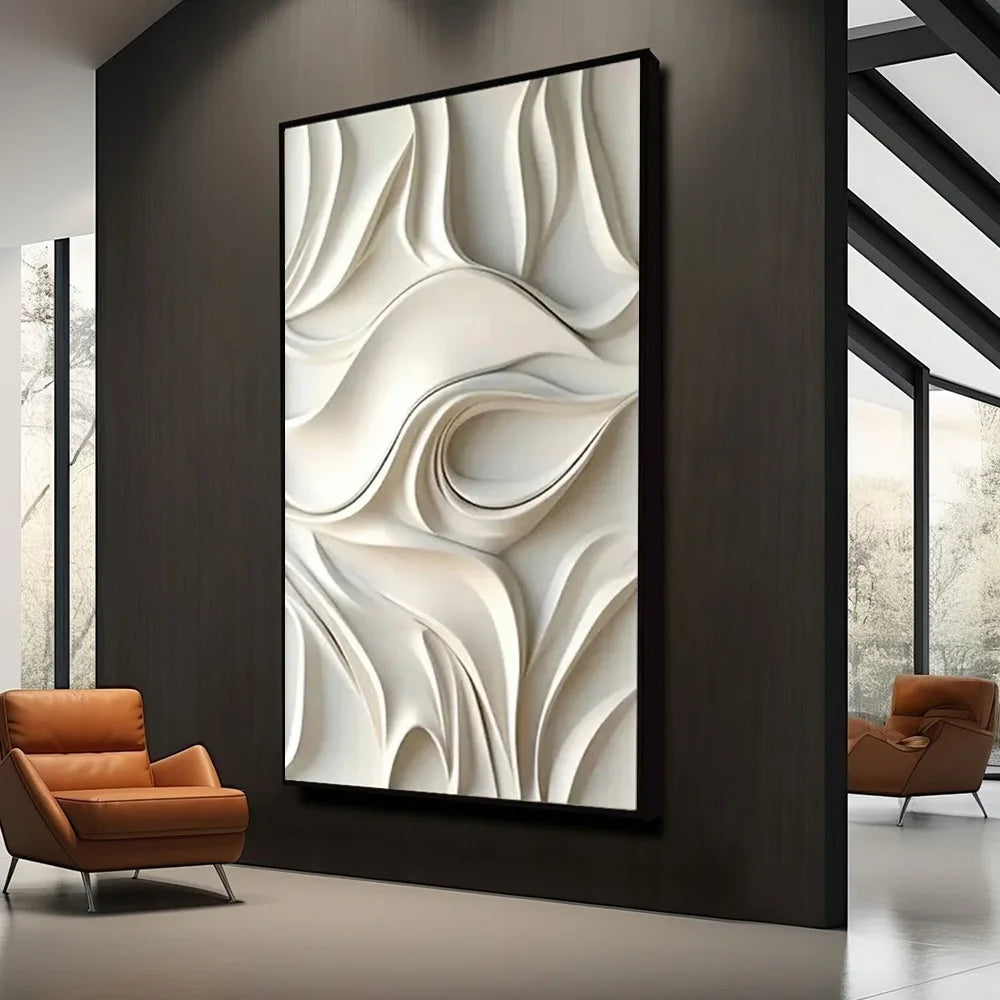 Large Format Abstract 3D Textural Visualization Canvas Print Wall Art Minimalist Pictures For Modern Apartment Reception Entryway Foyer Art Decor