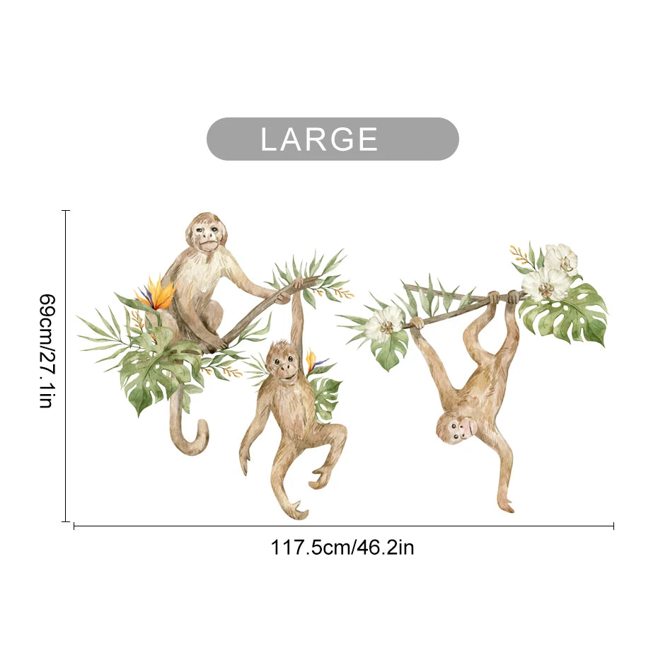 Chimps In The Tree Wall Sticker For Children's Nursery Room Removable Peel & Stick PVC Wall Decal Murals For Creative Kid's Room Decoration
