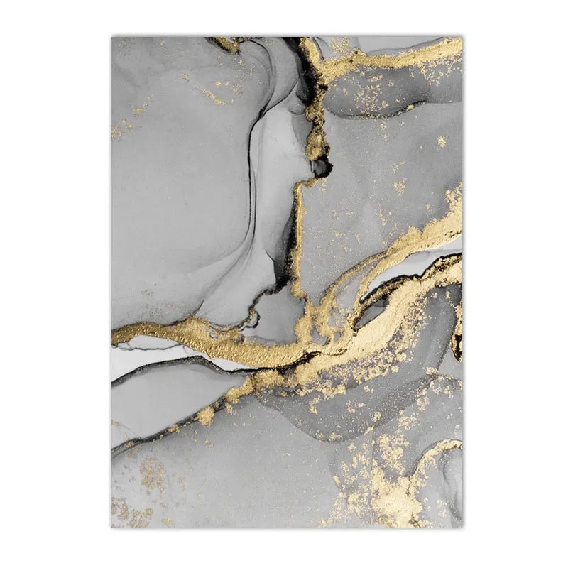 Set of 3Pcs Chic Golden Grey Marble Print Wall Art Fine Art Canvas Prints Trendy Abstract Pictures For Modern Apartment Living Room Bedroom Art Decor