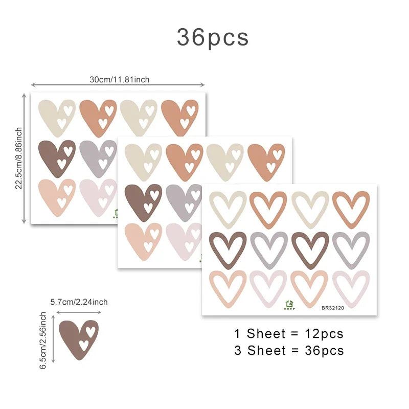 Cute Little Hearts Wall Stickers Removable PVC Vinyl Wall Decals For Living Room Bedroom Kid's Room Nursery Room Creative DIY Decor