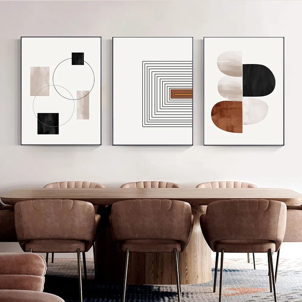 Set of 3Pcs Neutral Colors Minimalist Nordic Abstract Wall Art Fine Art Canvas Prints Pictures For Living Room Bedroom Art Decor