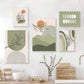 Abstract Green Mountain Sun Valley FRAMED Wall Art Fine Art Canvas Prints, Framed With Wood Frame. 20x30cm, 30x40cm, 40x50cm