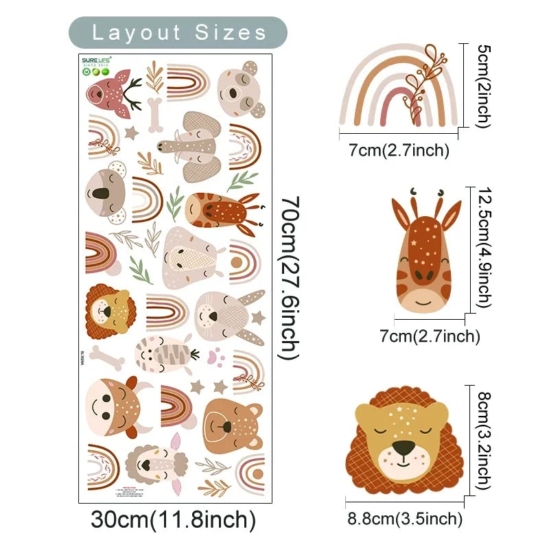 Boho Rainbow & Sun Nursery Wall Decals – Removable Watercolor Stickers for Kids’ Rooms & Baby's Nursery Wall Decoration