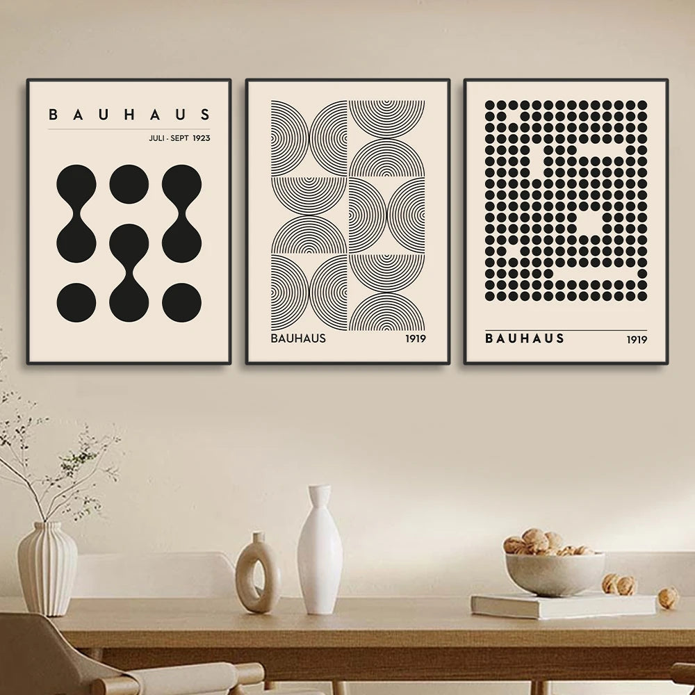 Vintage Retro Geometric Abstract Bauhaus Expo Art Gallery Poster Wall Art Fine Art Canvas Prints Pictures For Living Room Dining Room Home Office Decor