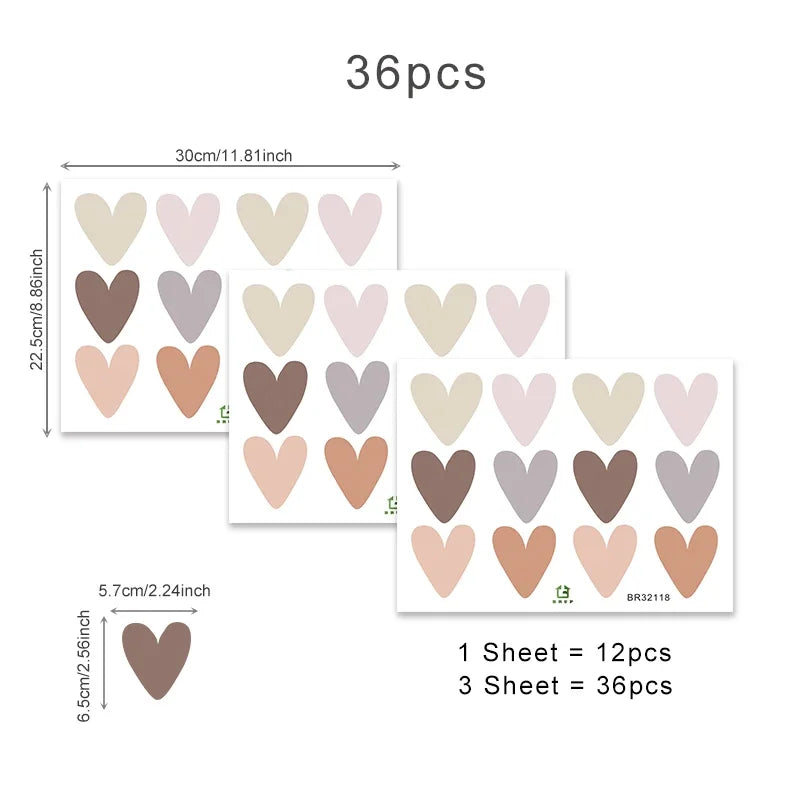 Cute Little Hearts Wall Stickers Removable PVC Vinyl Wall Decals For Living Room Bedroom Kid's Room Nursery Room Creative DIY Decor