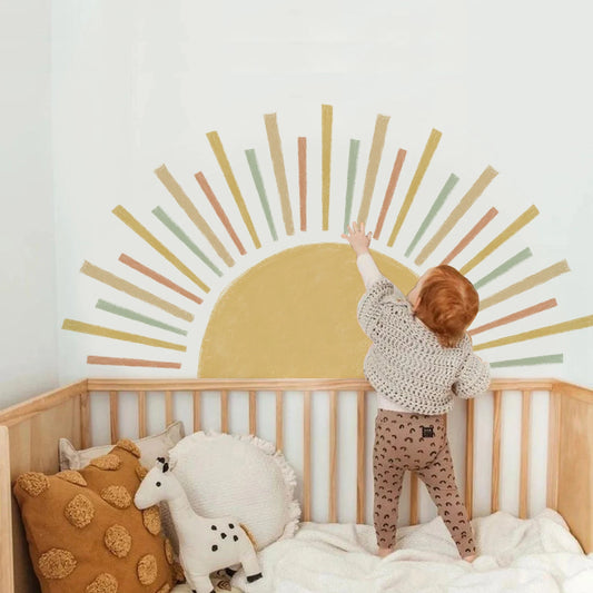 Big Sun Wall Sticker For Children's Room Removable Vinyl Wall Decal For Kid's Playroom Creative Colorful Nordic Nursery DIY Home Decor