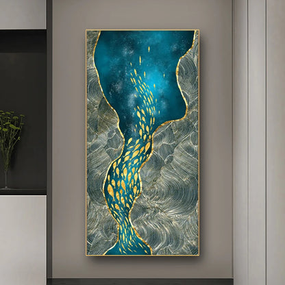 Abstract Green Aqua Auspicious Wall Art Fine Art Canvas Prints Modern Pictures For Living Room Dining Room Light Luxury Foyer Art Decor