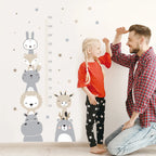Cute Woodland Animals Height Measurement Wall Sticker For Nursery Room Removable Peel & Stick PVC Wall Decal For Creative Kid's Room Decor