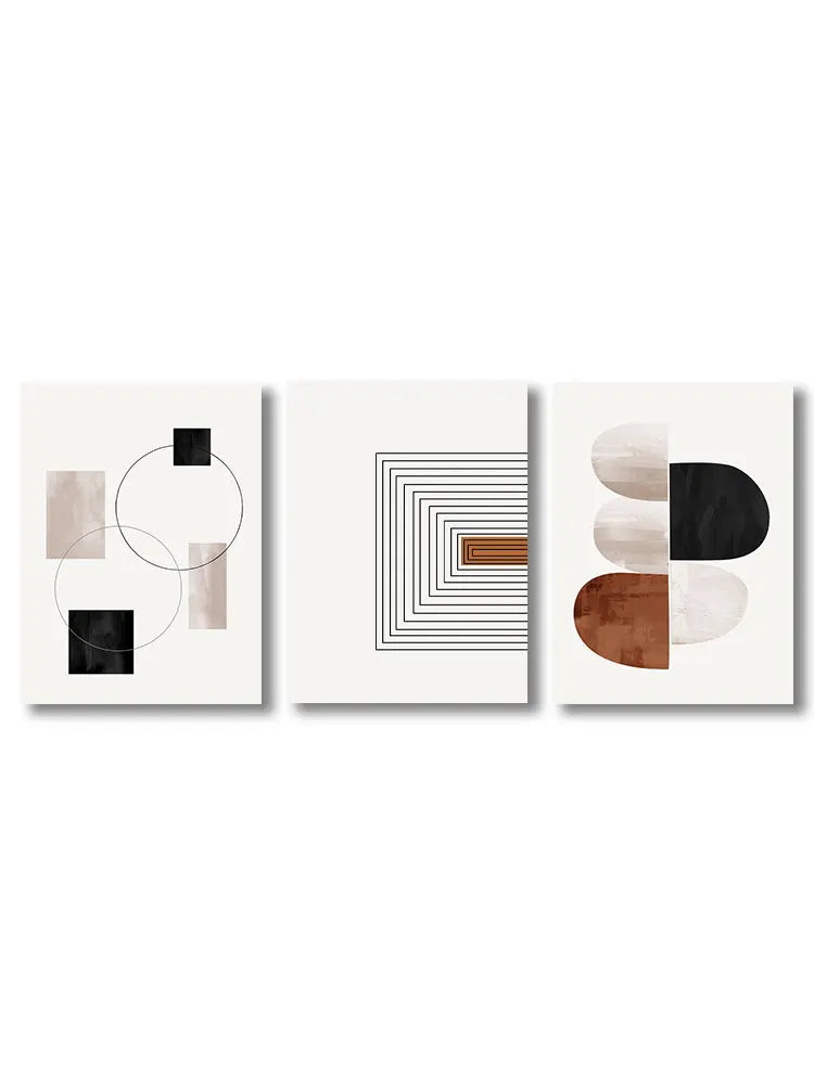 Set of 3Pcs Neutral Colors Minimalist Nordic Abstract Wall Art Fine Art Canvas Prints Pictures For Living Room Bedroom Art Decor