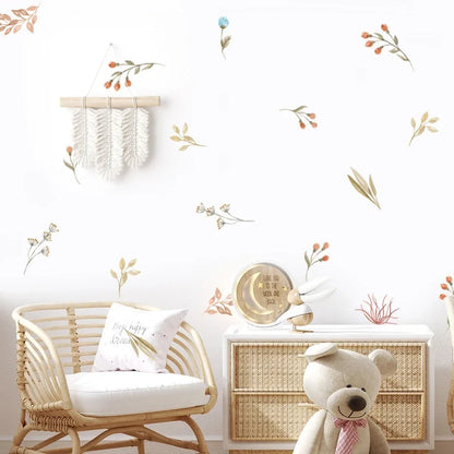 Wild Meadow Flowers Wall Decals Removable PVC Wall Stickers For Kitchen Dining Room Cafe Wall Decoration Creative DIY Home Decor