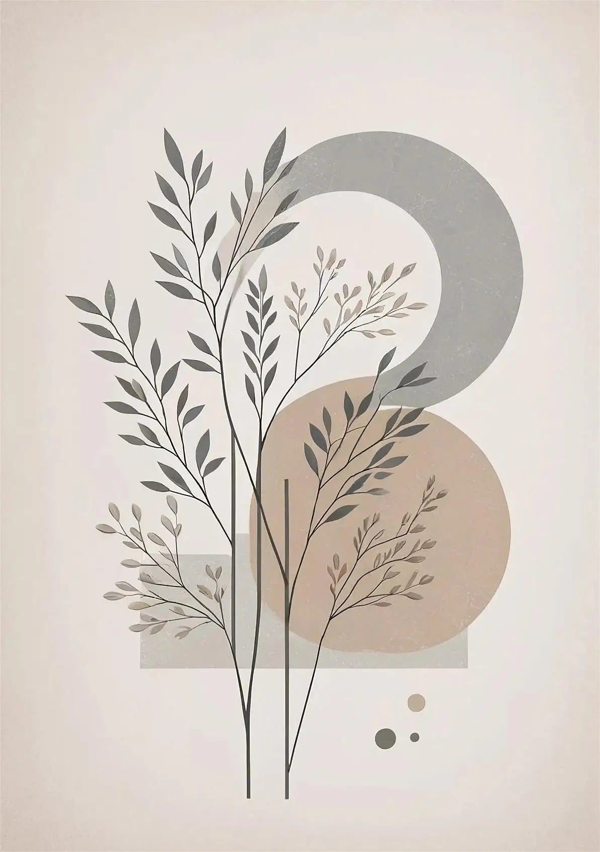 Oriental Zen Abstract Botanical Moon Sun Wall Art Fine Art Canvas Prints Picture for Living Room Dining Room Bedroom Art Decor