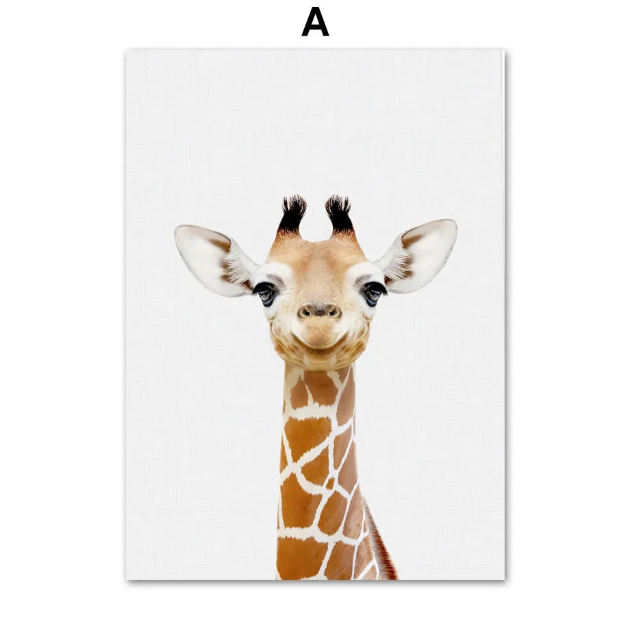 * Featured Sale * Baby Animals Nursery Posters Lion Tiger Leopard Elephant Fox Rabbit Wall Art Print Fine Art Canvas Prints Pictures For Kids Room