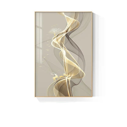 Modern Abstract Beige Yellow Golden Flowing Landscape Wall Art Fine Art Canvas Prints Pictures For Dining Room Living Room Home Decor