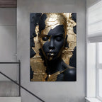 Modern Abstract Black Golden Woman Portrait Wall Art Fine Art Canvas Print Pictures For Entrance Foyer Reception Hallway Light Luxury Home Decor