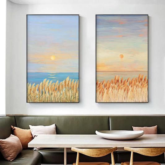 Wheatfield Landscape Seascape Sunset Wall Art Fine Art Canvas Prints Inspirational Pictures For Living Room Bedroom Hotel Room Art Home Decor