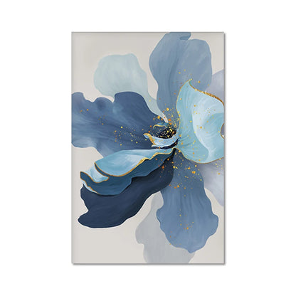 Big Blue Petal Floral Wall Art Fine Art Canvas Prints Modern Botanical Abstract Pictures For Living Room Bedroom Dining Room Art Decor