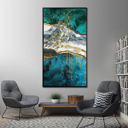 Modern Abstract Green Silk Flowing Abstract Wall Art Fine Art Canvas Prints Light Luxury Pictures For Living Room Foyer Art For Contemporary Interiors