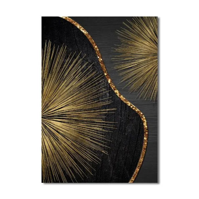 Golden Black Wood Tree Rings Wall Art Fine Art Canvas Prints Modern Abstract Pictures For Urban Loft Luxury Living Room Decor