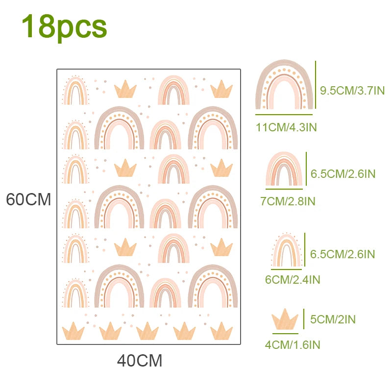 Cute Pink Rainbow Stars Nursery Wall Stickers Removable Peel & Stick Vinyl Wall Decals For Baby's Room Creative DIY Wall Decor For Girl's Room