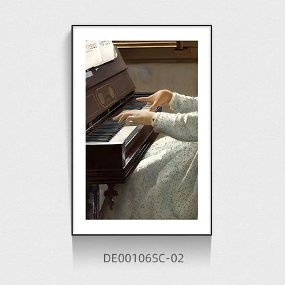 Vintage Vogue Woman Playing Piano Music Wall Art Fine Art Canvas Prints Pictures For Living Room Bedroom Art For Dining Room