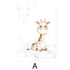 Baby Elephant Monkey And Friends African Animals Nursery Wall Art Fine Art Canvas Prints Cute Pictures For Baby's Room Kids Room Wall Decor