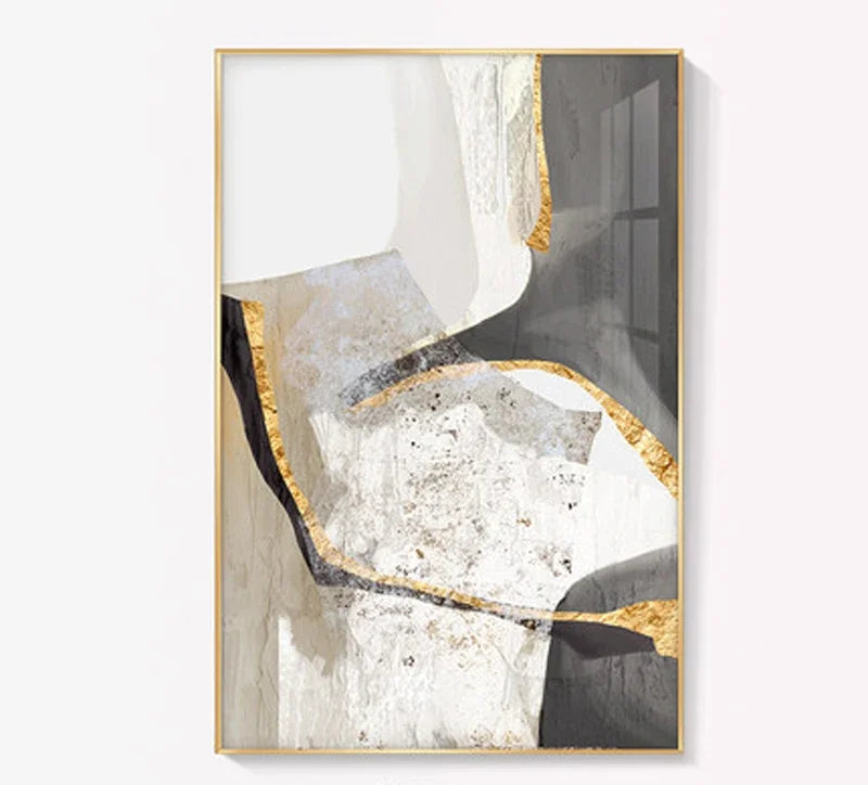 Nordic Abstract Geomorphic Neutral Colors Golden Beige Gray Wall Art Fine Art Canvas Prints Pictures For Modern Apartment Living Room Decor