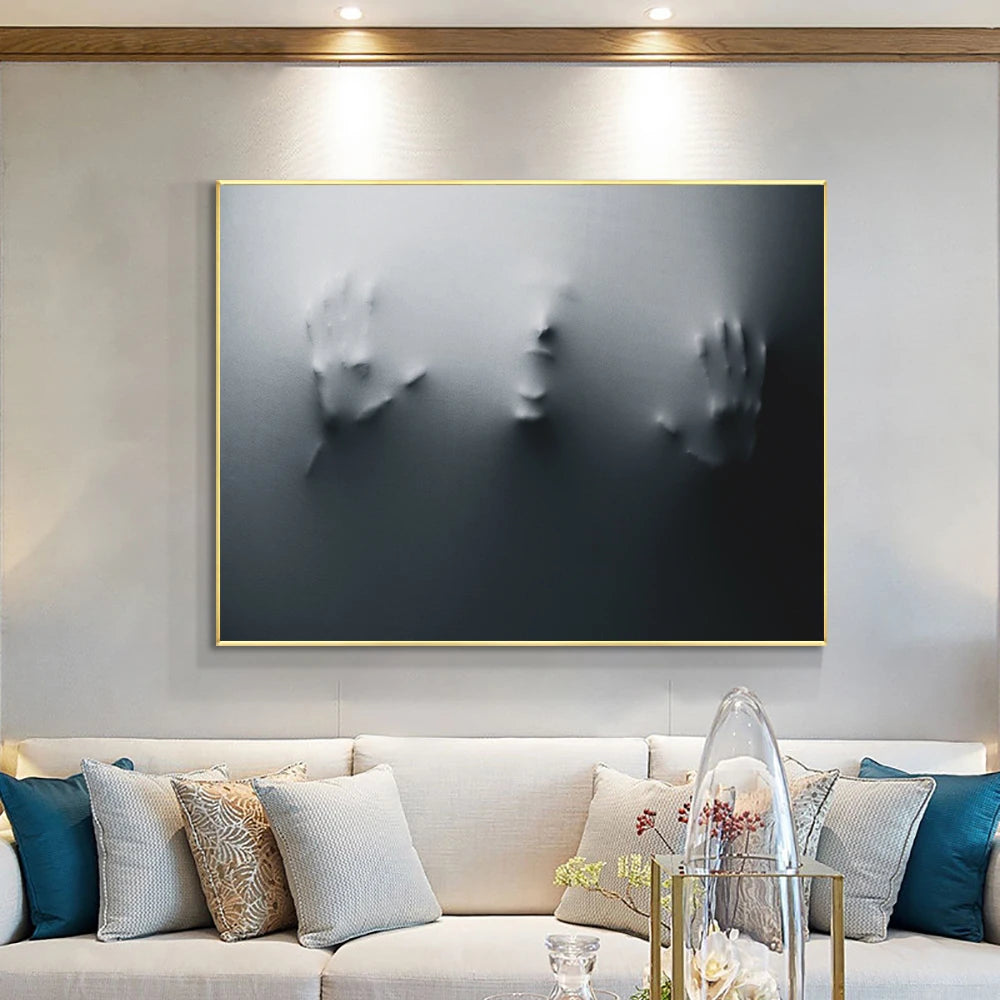 Modern Art Abstract Ghostly Faces In The Wall Canvas Prints Black White Wall Art Posters Pictures For Living Room Bedroom Art Decor