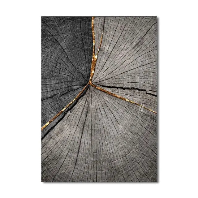 Golden Black Wood Tree Rings Wall Art Fine Art Canvas Prints Modern Abstract Pictures For Urban Loft Luxury Living Room Decor