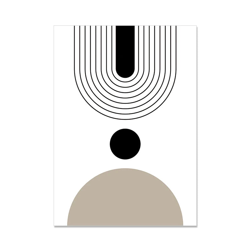 Modern Abstract Wall Art Geometric Line Shape And Form Fine Art Canvas Prints Black Beige Terracotta Pictures For Living Room Decor